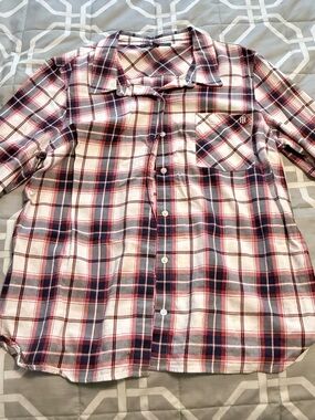 Tommy Hilfiger Women’s Plaid Button-Down Shirt in Navy, Red & White